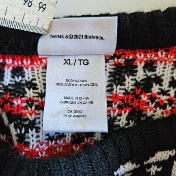 Super Mario Sweater Mens XL Multicolor Crewneck AOP Geo Gamer XMas Colorful LS - Picture 12 of 15